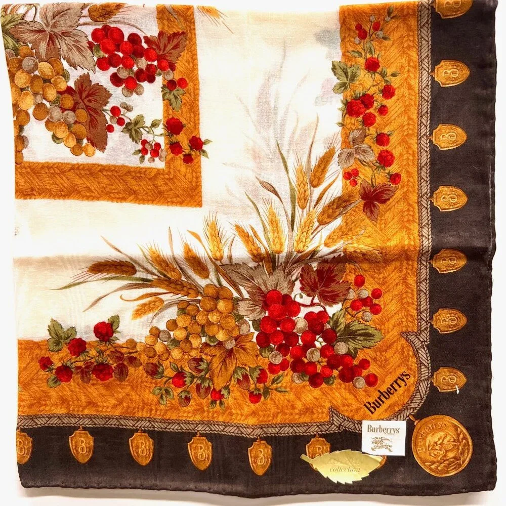 New Tag Burberry Autumn Collection Miniscarf/handker 20.5" Cotton/Silk (13 - Picture 8 of 12